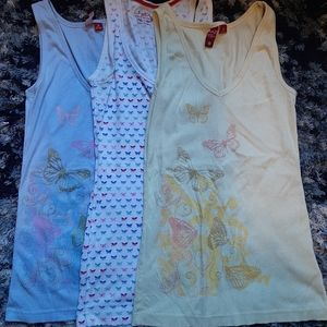 Bundle of three butterfly tank tops